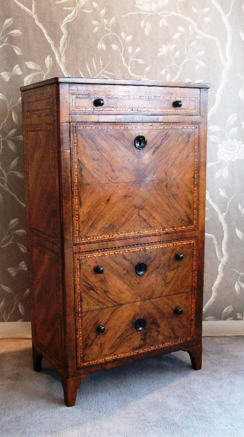 Antique Italian Marquetry Secretarie Abattant